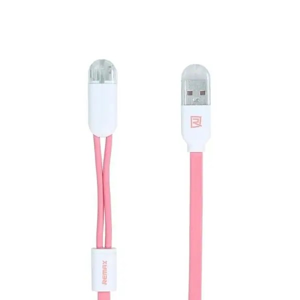Кабель Remax RC-025t Gemini USB - Lightning + micro USB (M/M), 1 м, Pink (6954851251286) | ARAGO