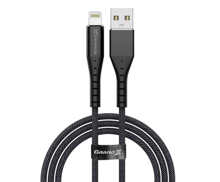 Кабель Grand-X USB - Lightning (M/M), 1.2 м, Black (FL-12B) | ARAGO