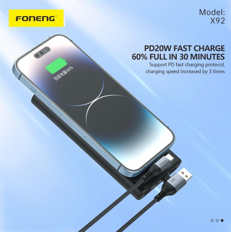 Кабель Foneng X92 4-in-1 (60W) USB/USB-C - USB-C/Lightning, 1 м, Black (X92-CA-FIO) | ARAGO