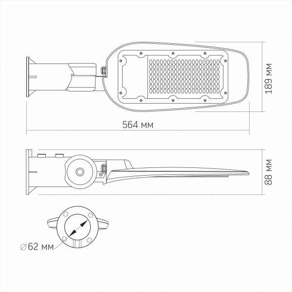картинка LED вуличний ліхтар VIDEX (поворотний) 100W 5000K Сірий от магазина Компания+