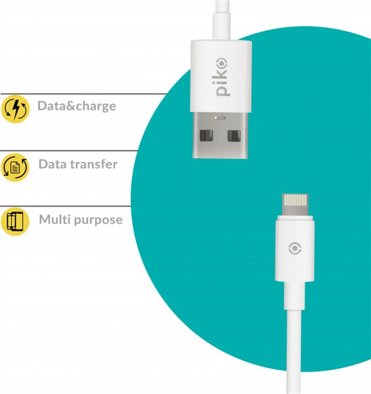 Кабель Piko CB-UL10 USB - Lightning (M/M), 0.2 м, White (1283126493836) | ARAGO