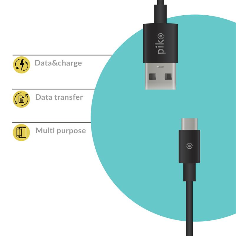 Кабель Piko CB-UT11 USB - USB Type-C (M/M), 1.2 м, Black (1283126489174) | ARAGO