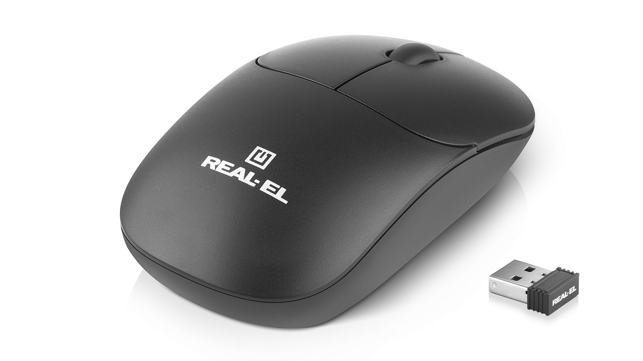 Миша бездротова REAL-EL RM-313 W Black | ARAGO