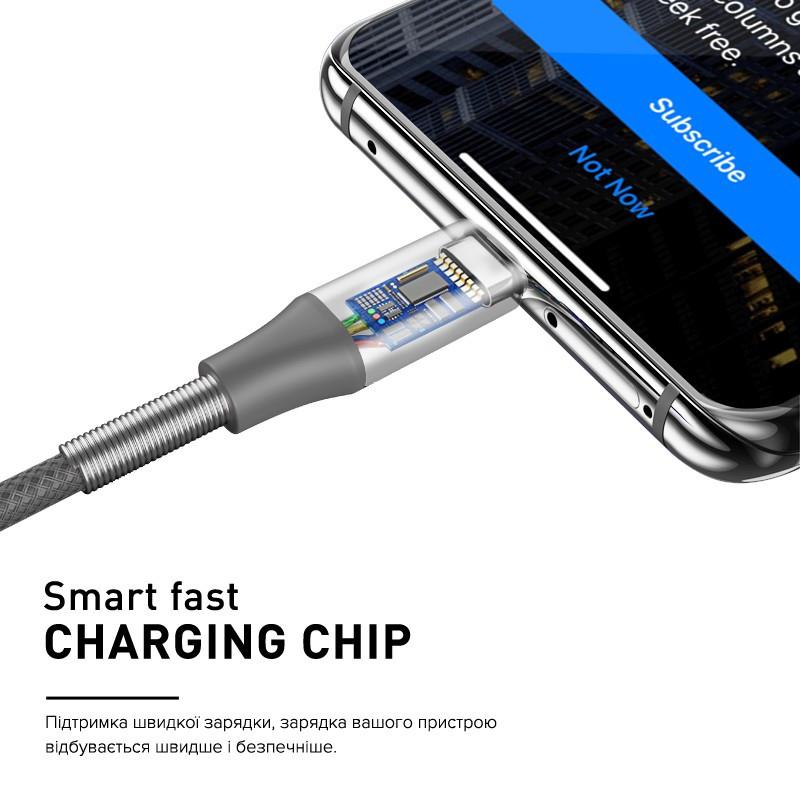 Кабель Luxe Cube Armored USB - microUSB (M/M), 1 м, сірий (8886668686105) | ARAGO