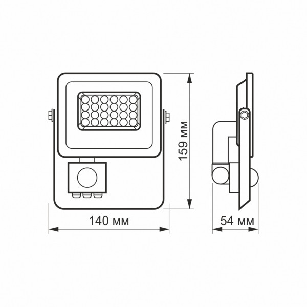 картинка LED прожектор VIDEX F2e 20W 5000K з датчиком руху та освітленості от магазина Компания+