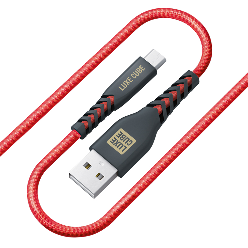 Кабель Luxe Cube Kevlar USB-microUSB, 1.2м, червоний (8886998686264) | ARAGO