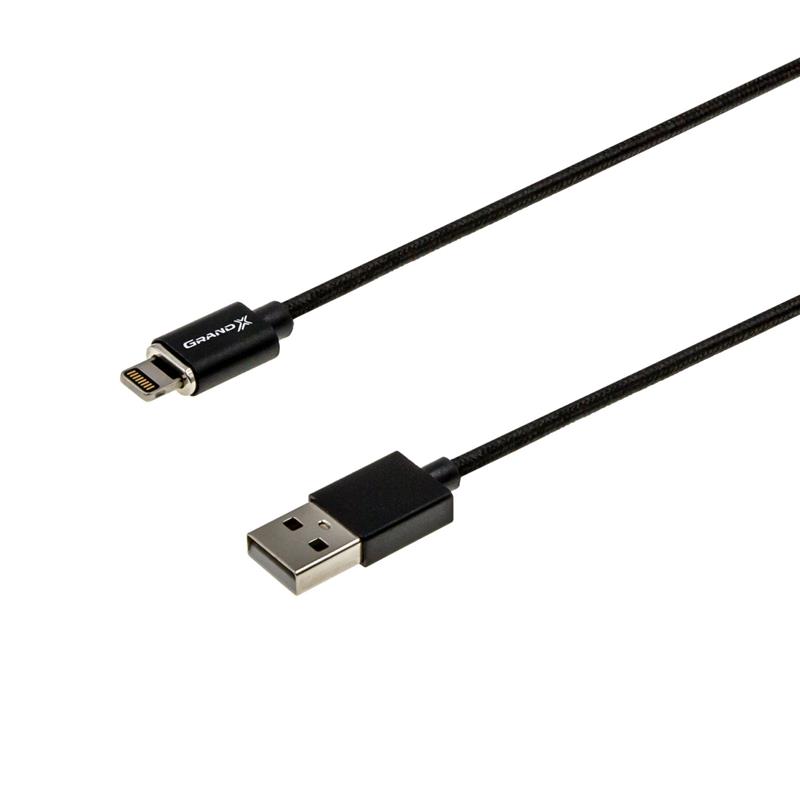 Кабель Grand-X USB - Lightning (M/M), магнітний, 1 м, Black (MG-01L) | ARAGO