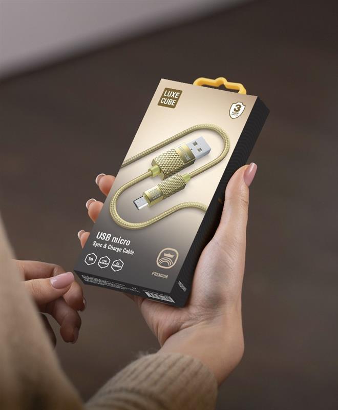 Кабель Luxe Cube Premium USB - micro USB (M/M), 1 м, золотистий (8889986489885) | ARAGO