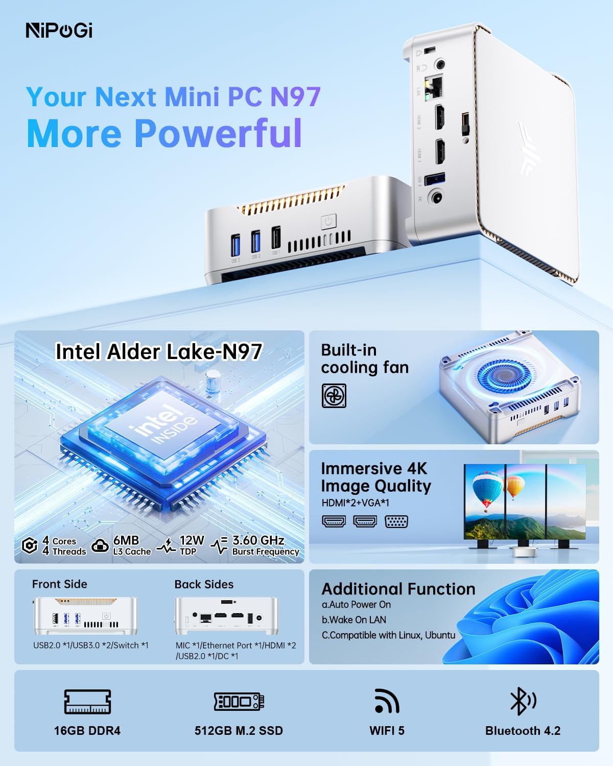 Неттоп NiPoGi GK3 Plus (791684817397) | ARAGO