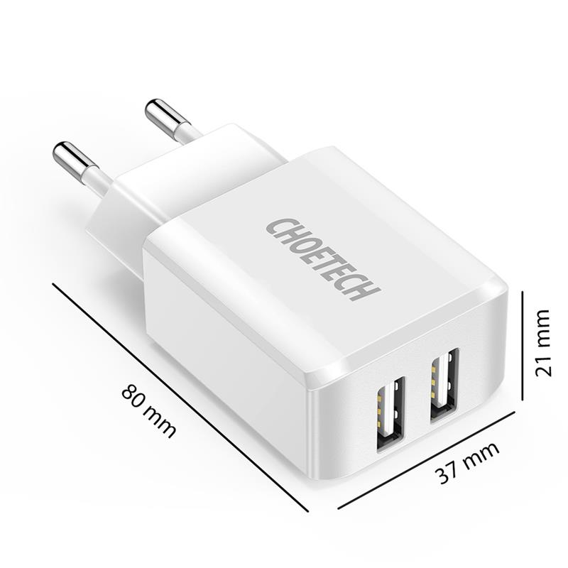 Мережевий зарядний пристрій Choetech (2USBх2A) White (C0030) | ARAGO