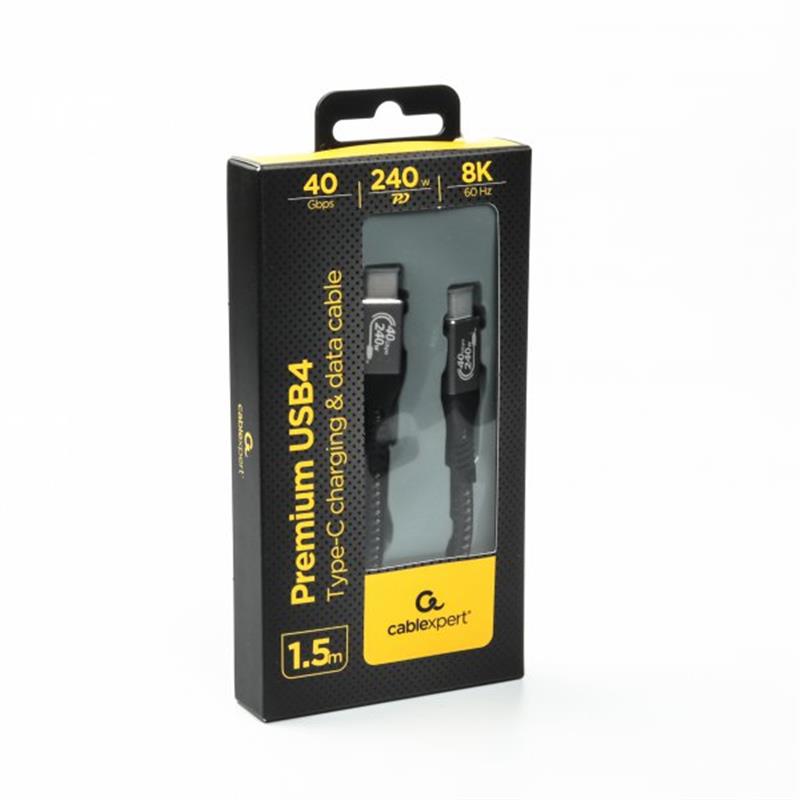 Кабель Cablexpert USB Type-C - USB Type-C (M/М), 240 Вт, 1.5 м, чорний (CCBP-USB4-CMCM240-1.5M) | ARAGO