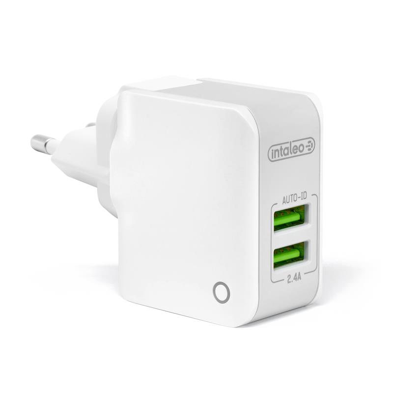 Мережевий зарядний пристрій Intaleo TCA242 (2USB, 2.4A) White (1283126477492) | ARAGO