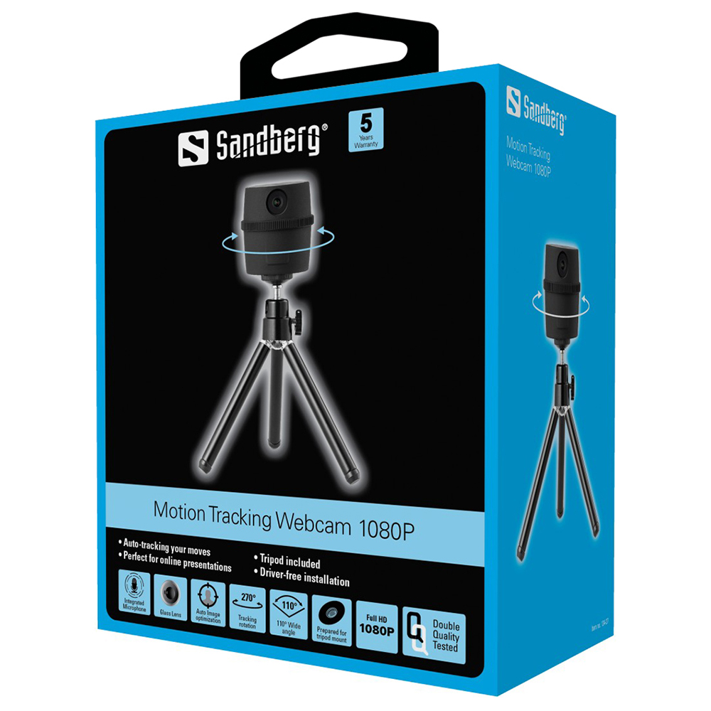 Веб-камера Sandberg Motion Tracking Webcam 1080P + Tripod (134-27) | ARAGO