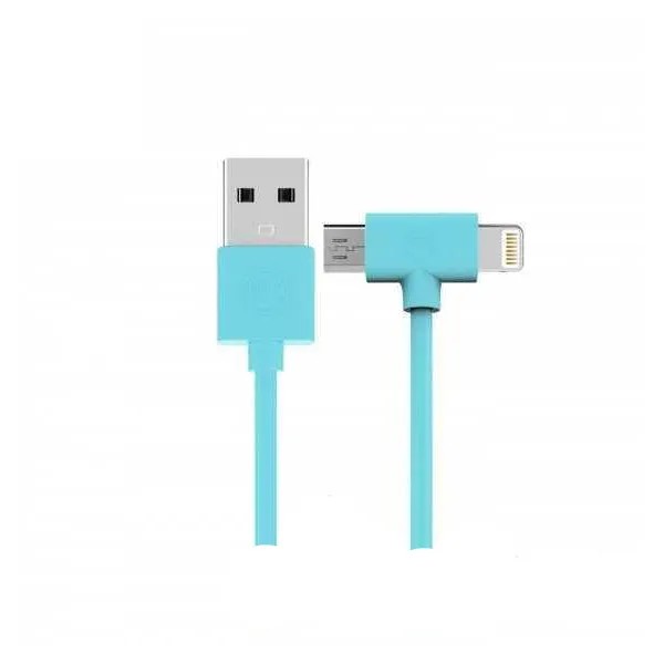 Кабель WK WDC-008 Axe USB - Lightning + micro USB (M/M), 1 м, Blue (6970349287308) | ARAGO