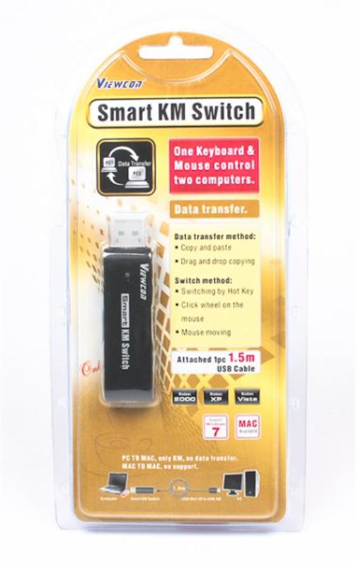 Адаптер-перемикач Viewcon VE679 Smart KM Switch, USB - mini USB (M/F), Black, 1.5 м | ARAGO