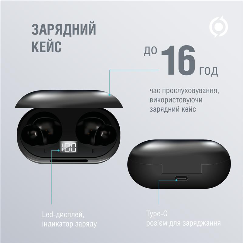 Bluetooth-гарнiтура Piko TWS-MusicBox Black (1283126583414) | ARAGO