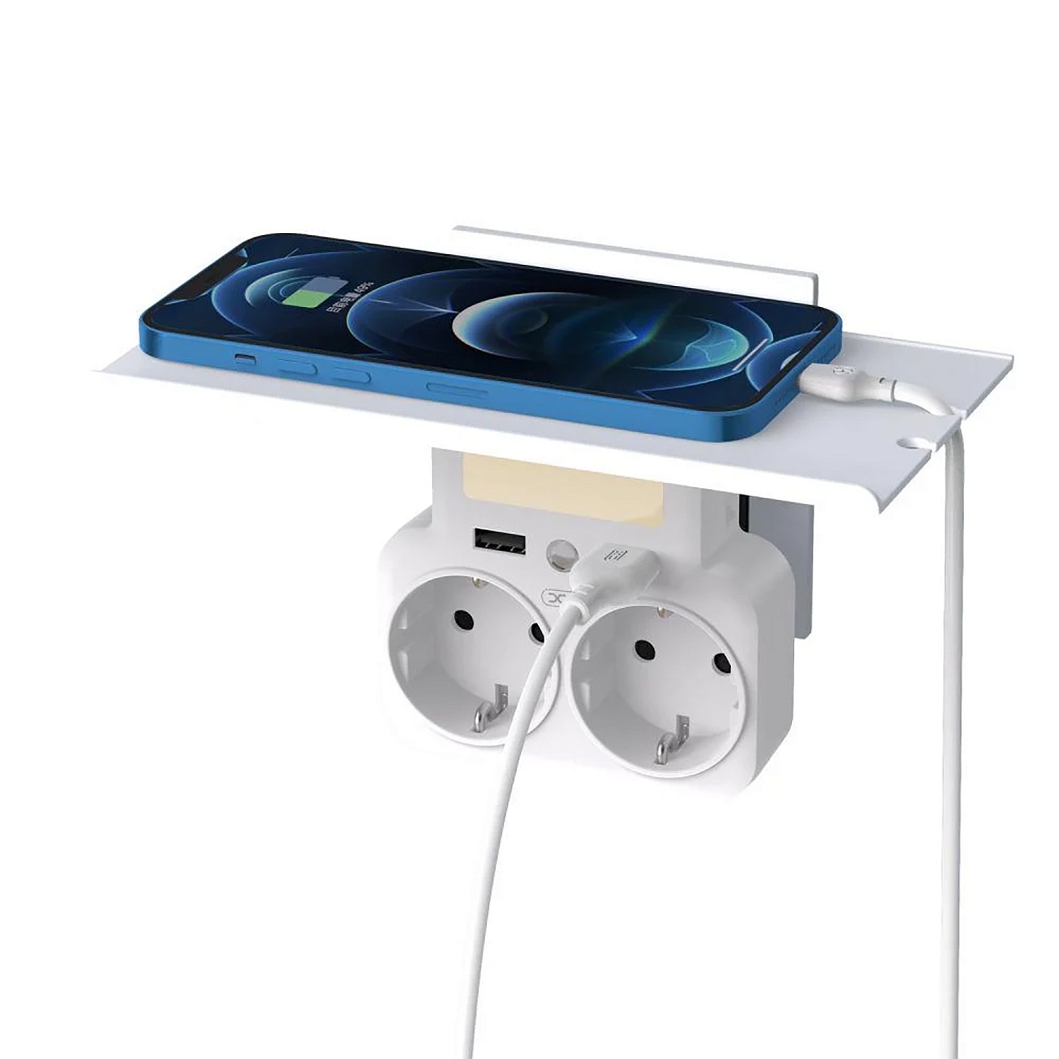 Мережевий зарядний пристрій XO WL09 (2 розетки 4000W; 2USB 2.4A) White (WL09.white) | ARAGO