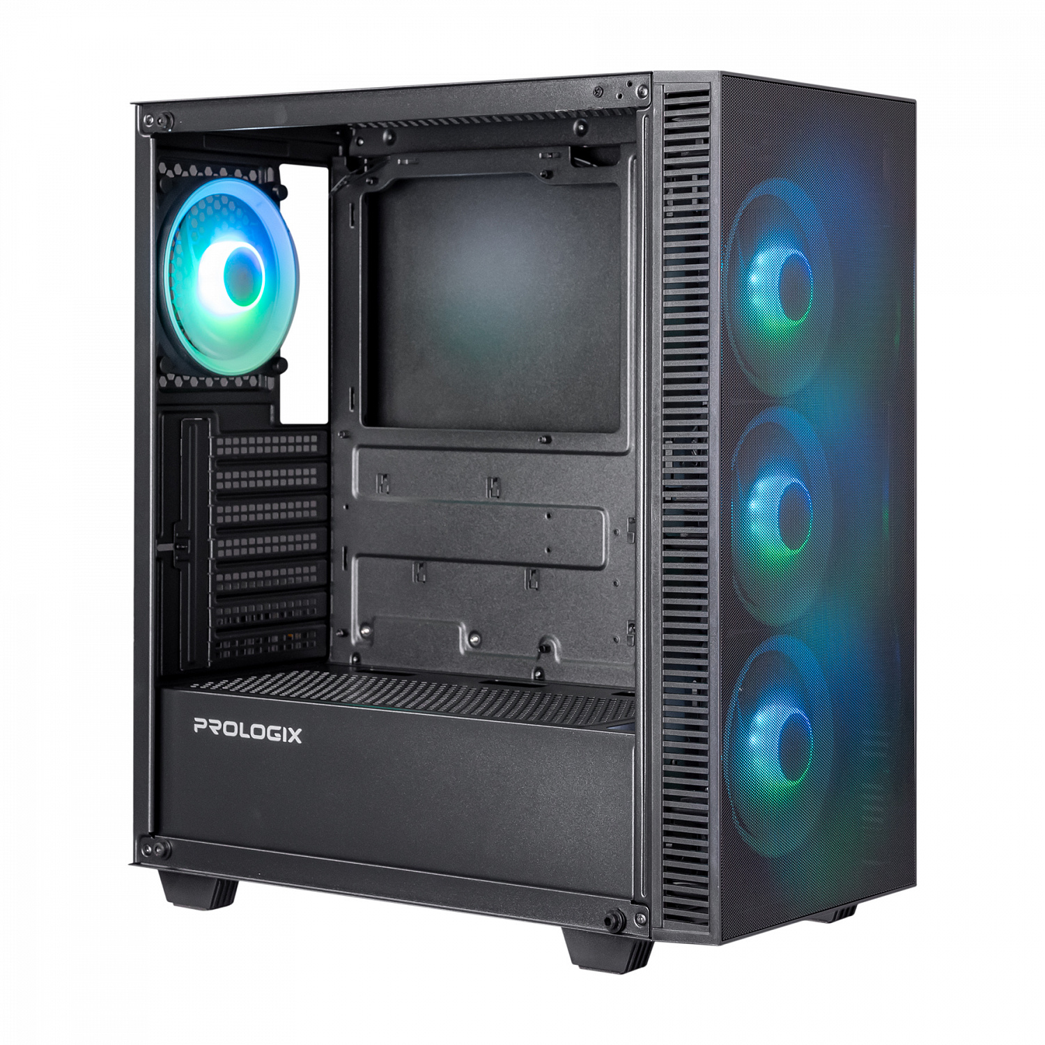 Корпус Prologix E123 Tempered Glass&Mesh Black | ARAGO