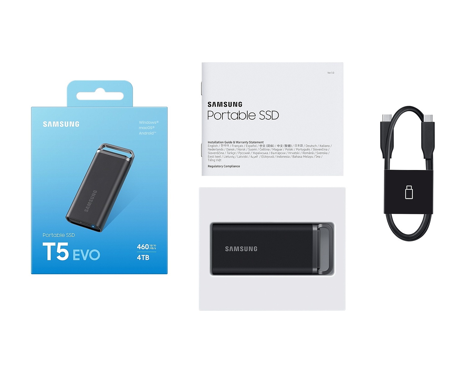 Накопичувач зовнівній SSD 2.5" USB 4.0TB Samsung T5 EVO (MU-PH4T0S/EU) | ARAGO