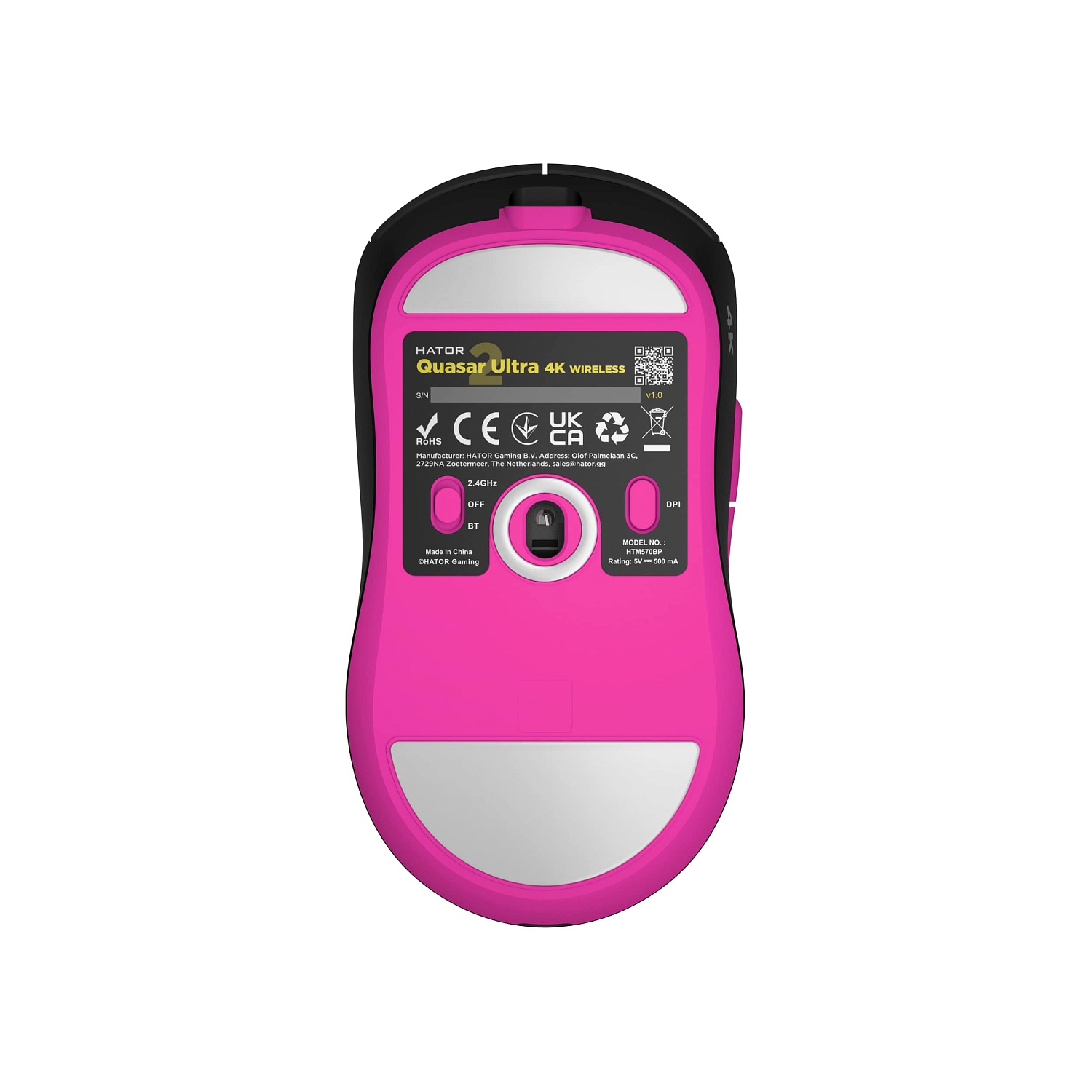 Миша бездротова Hator Quasar 2 Ultra 4K Wireless Black/Pink (HTM570BP) | ARAGO