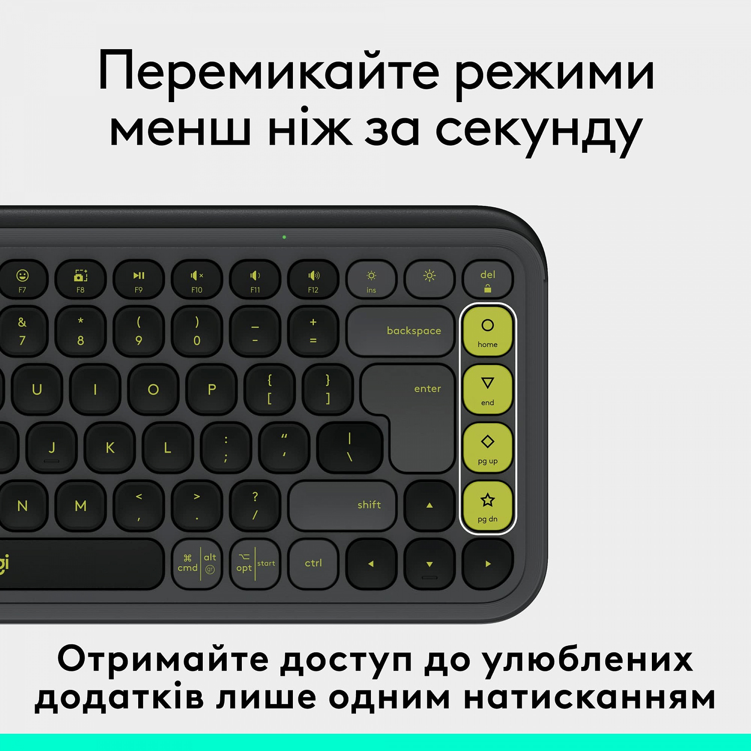 Клавiатура бездротова Logitech Pop Icon Keys Graphite (920-013157) | ARAGO