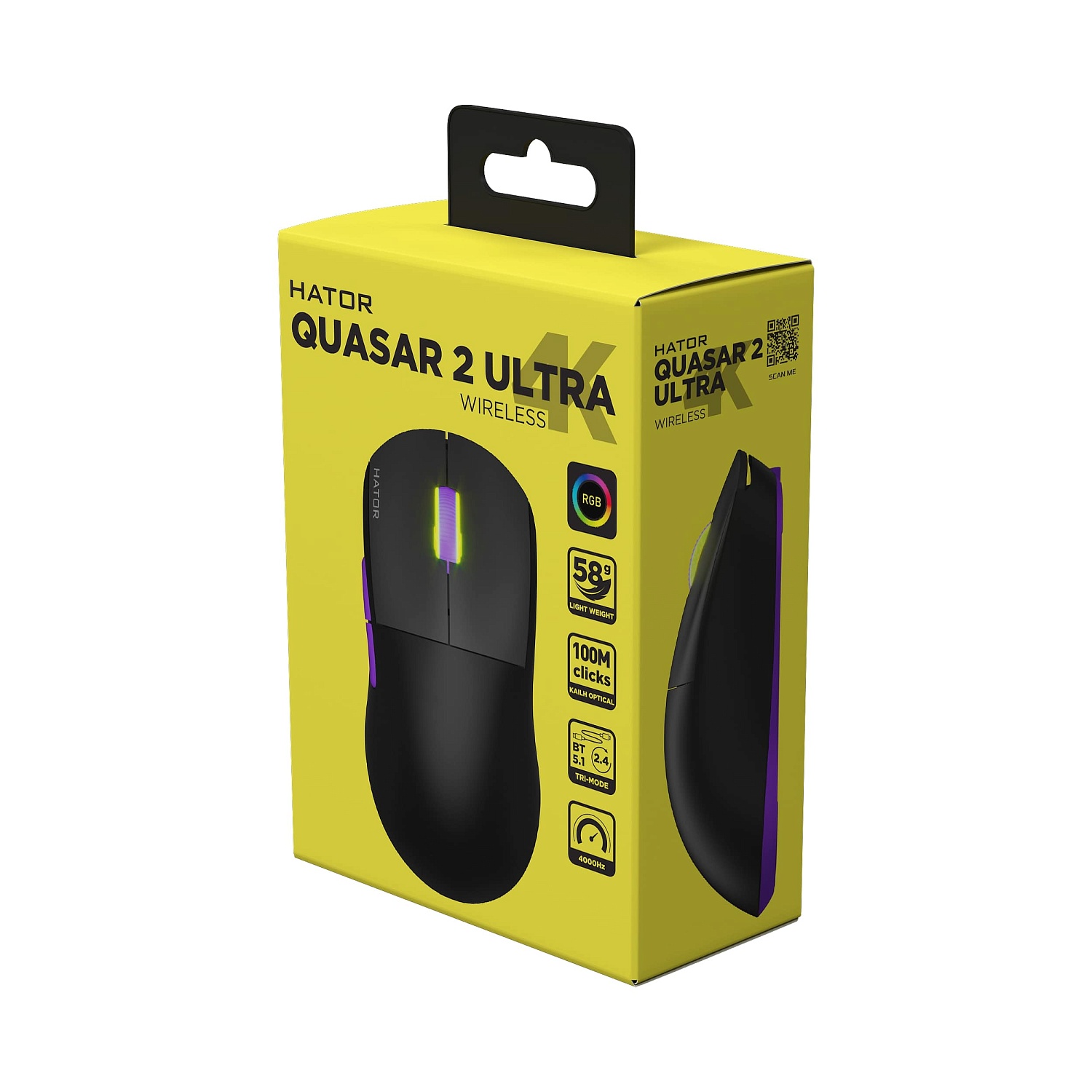 Миша бездротова Hator Quasar 2 Ultra 4K Wireless Black/Lilac (HTM570BL) | ARAGO