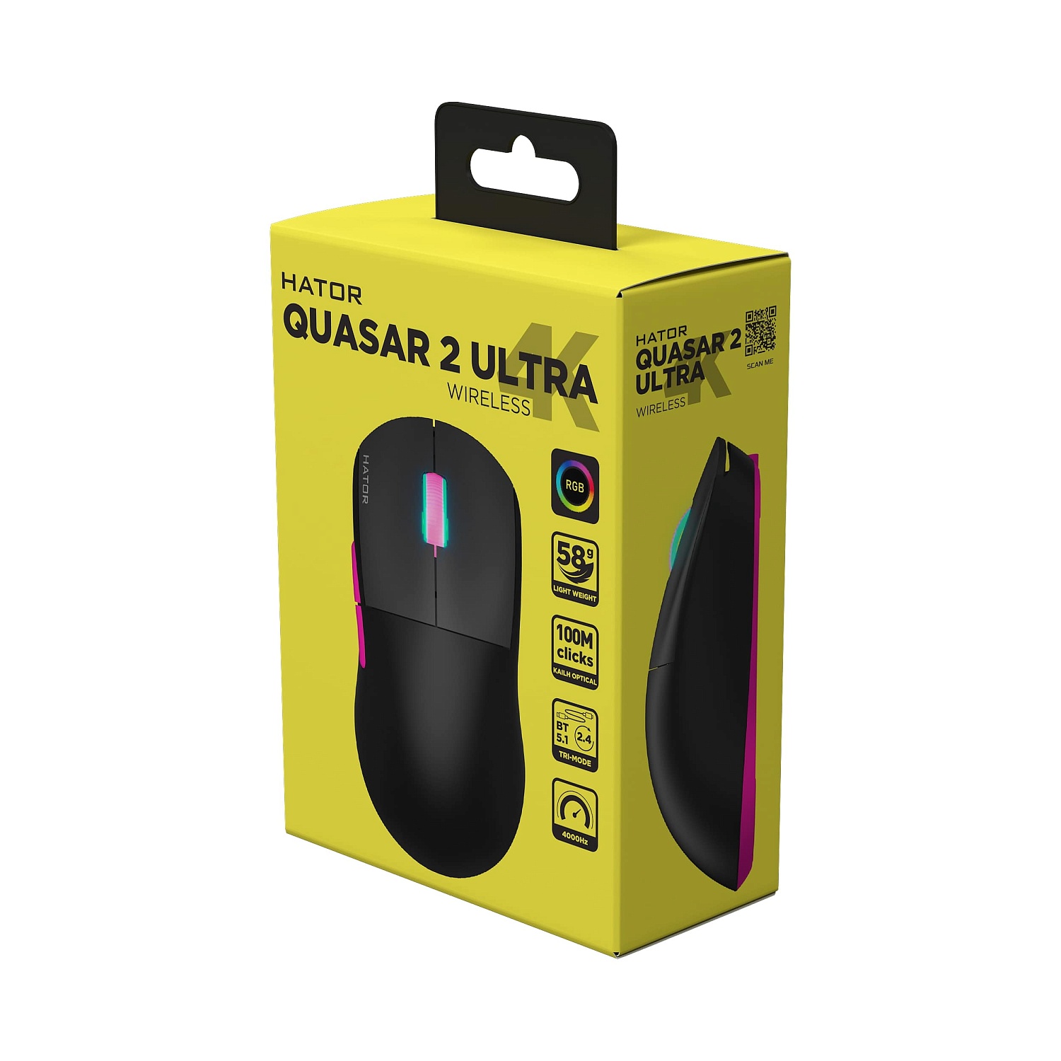 Миша бездротова Hator Quasar 2 Ultra 4K Wireless Black/Pink (HTM570BP) | ARAGO