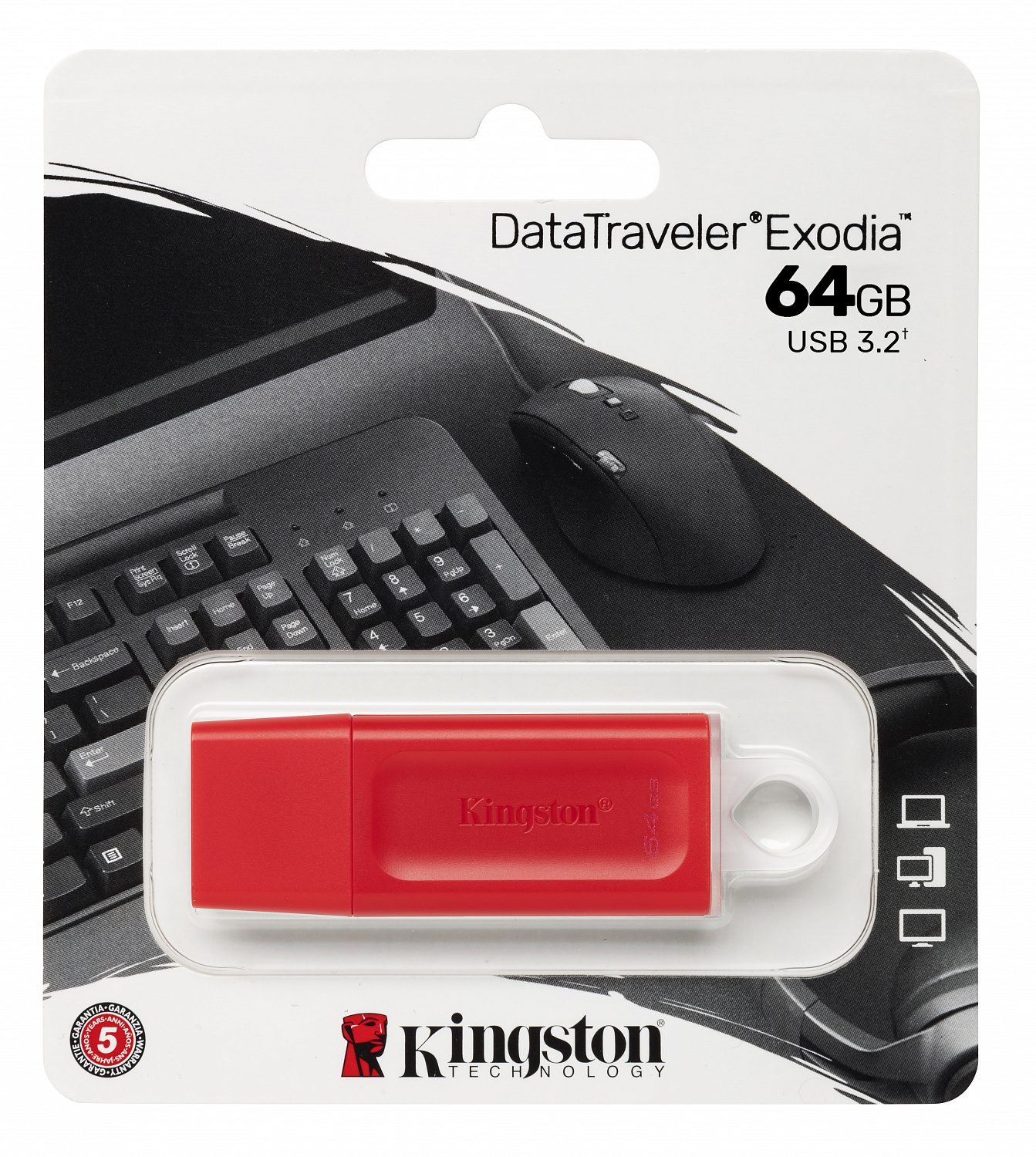 Флеш-накопичувач USB3.2 64GB Kingston DataTraveler Exodia Red (KC-U2G64-7GR) | ARAGO
