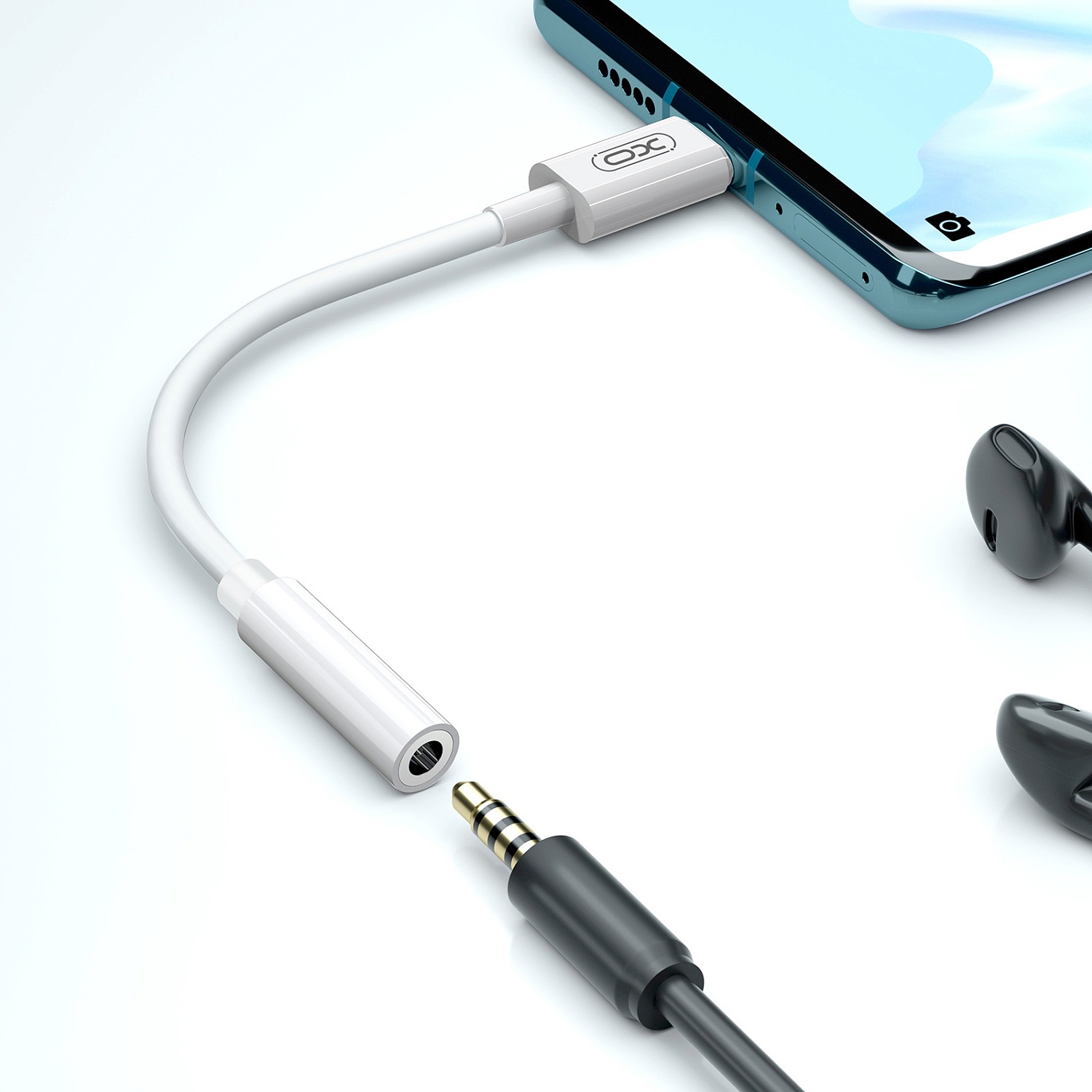 Адаптер XO NB-R161 USB Type-C - 3.5 мм (M/F), 0.14м, White (NB-R161.white) | ARAGO